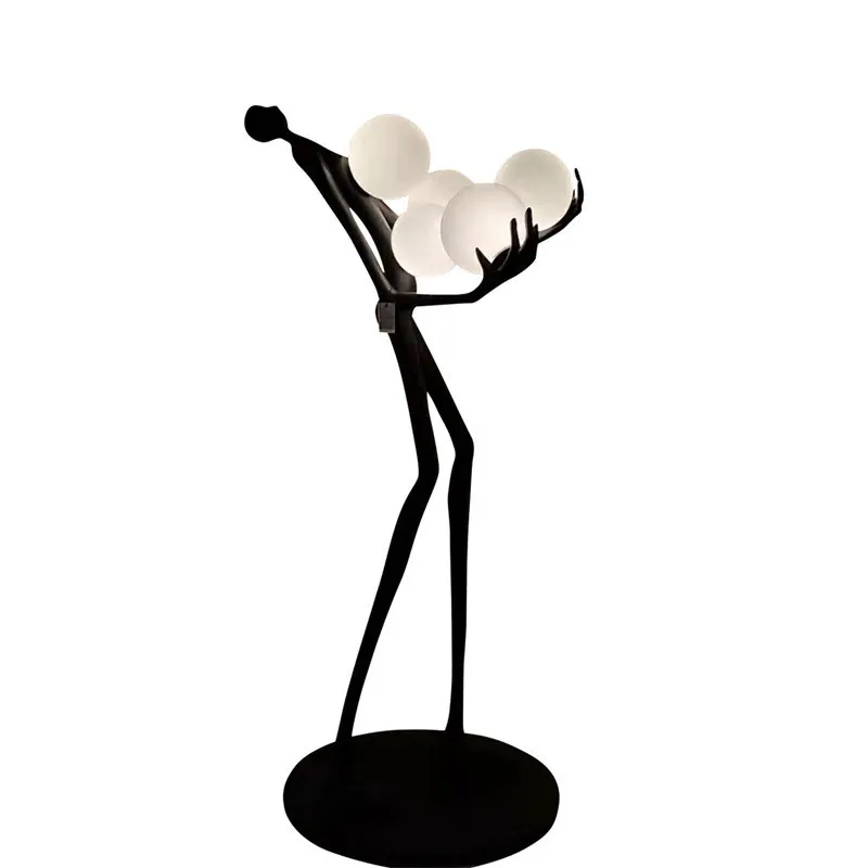 Figure Sculpture Art Floor Lamp Living room designer decorative light ball lampshade standing lamp