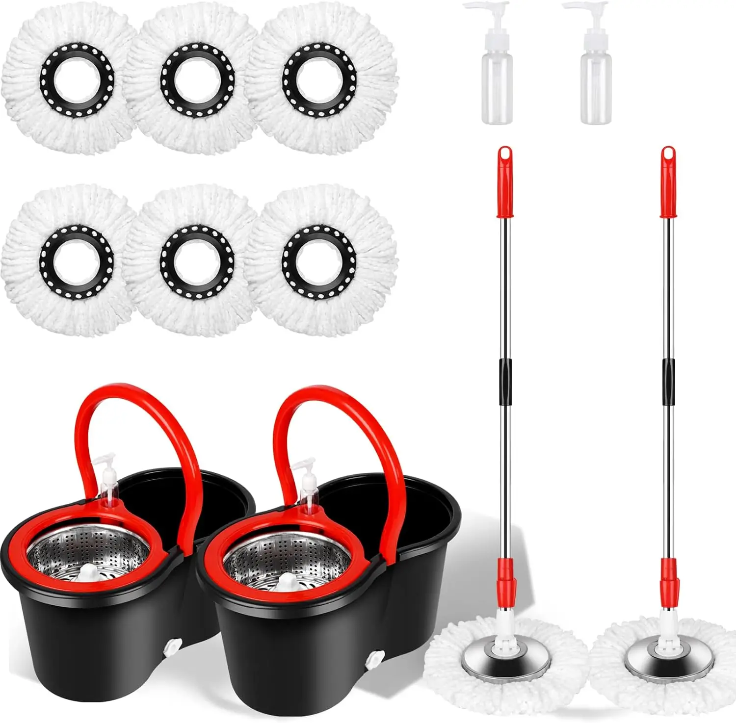 Spin Mop Bucket with Wringer Set with 6pcs Mop Heads Dehydration Magic Mops Extendable Pole Home Appliance Cleaning Tools