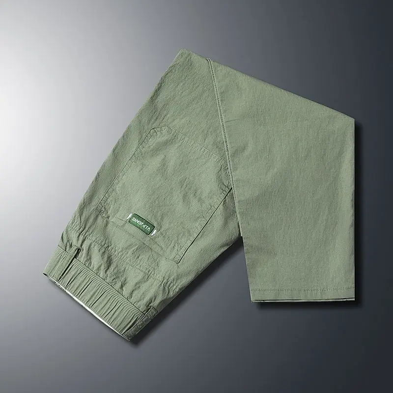 

Новинка 2025, летние хлопковые деловые тонкие повседневные брюки-карго, облегающие прямые брюки без материала, простые и длинные мужские военные брюки