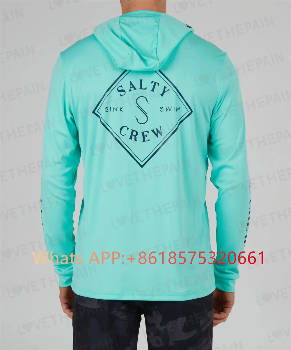 salty crew Fishing Shirt Hooded Large Size Uv Protection Man Outdoor Camouflage Moisture Wicking Jersey Fishing Apparel top 2024