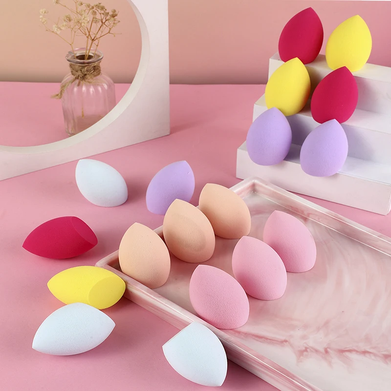 18 water drop slant cut shape sponge puff beauty egg suitable for applying makeup beauty tools, multi-coloured fashion simple su