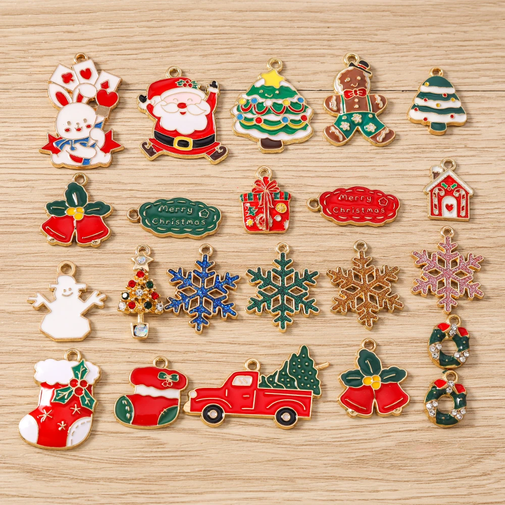 Tusember 10 Stück Emaille-Weihnachts-Lebkuchenhaus-Charms für Weihnachten, Halsketten, Ohrringe, Armbänder, Anhänger, Basteln – Detail 1