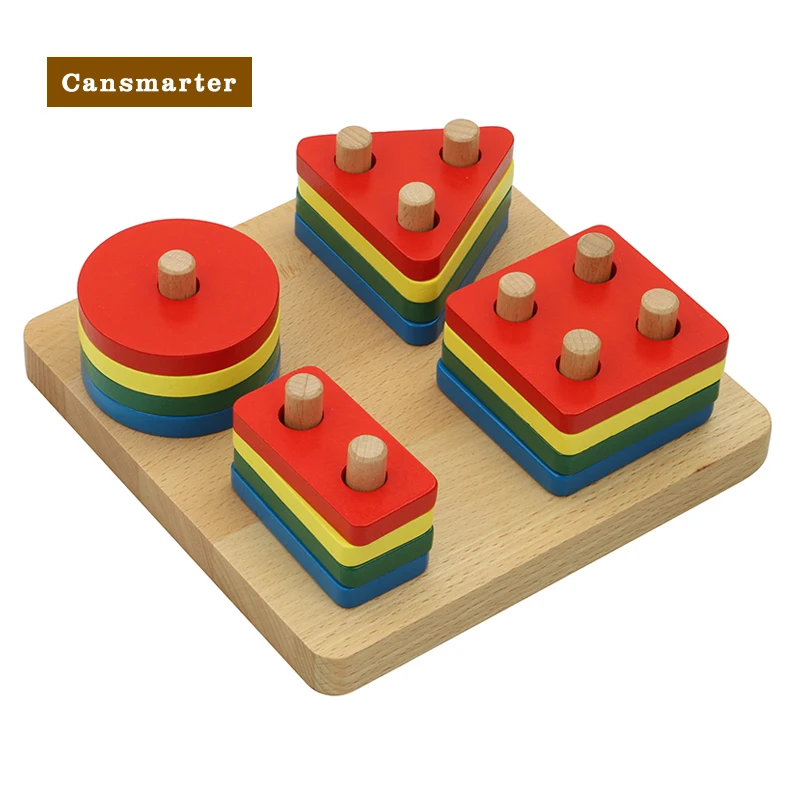 

Montessori Geometric Shapes on Dowels Baby Toys Puzzle Busy Board Games Learning Educational Training Sensory Toys for Children