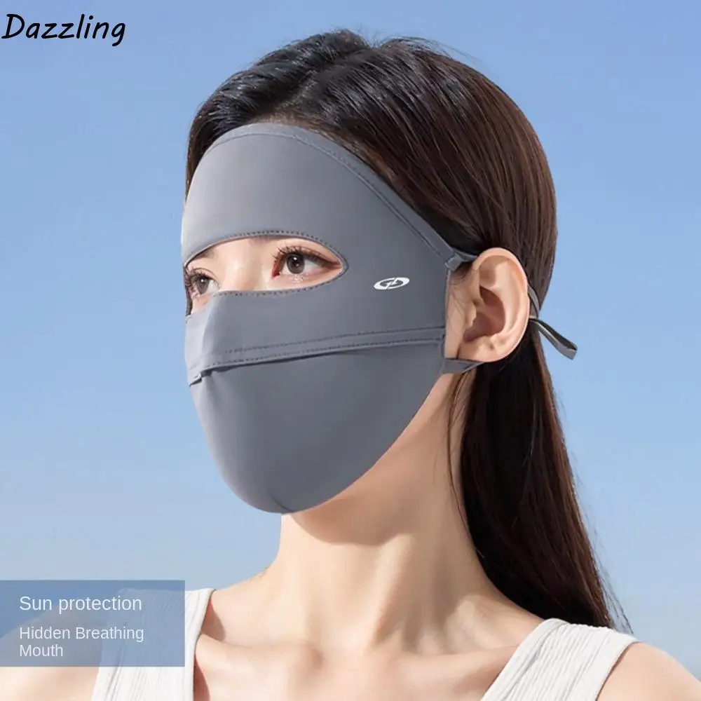

Breathable Sunscreen Face Scarf Ice Silk Mask Summer Solid Color Face Cover Sunscreen Veil Face Scarves Sunscreen Mask Riding