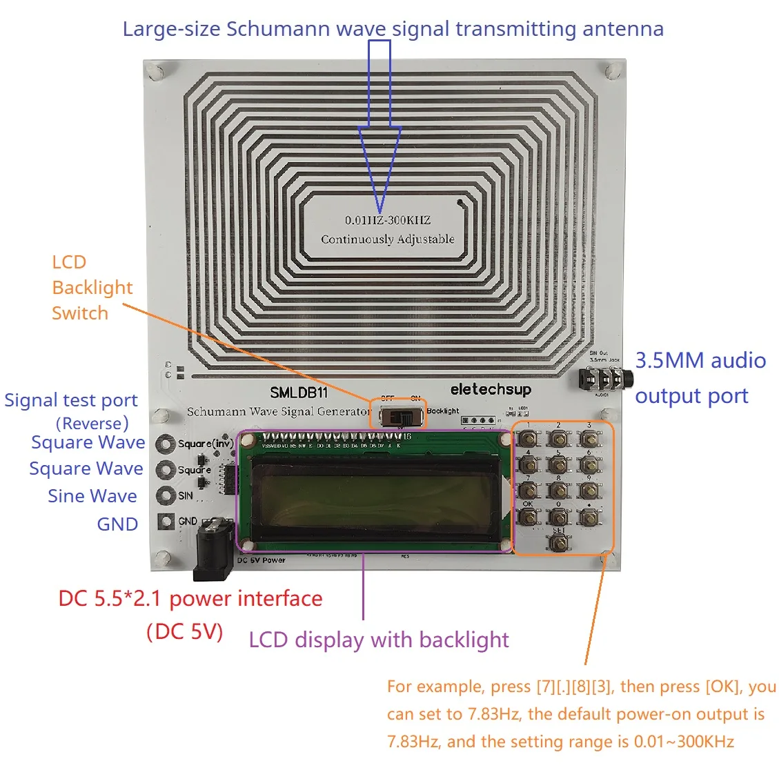 7.83Hz PRO Version 0.01Hz~300KHz Continuously Adjustable Schumann Resonance Pulse Square Wave Generator Esolfeggio Frequencies