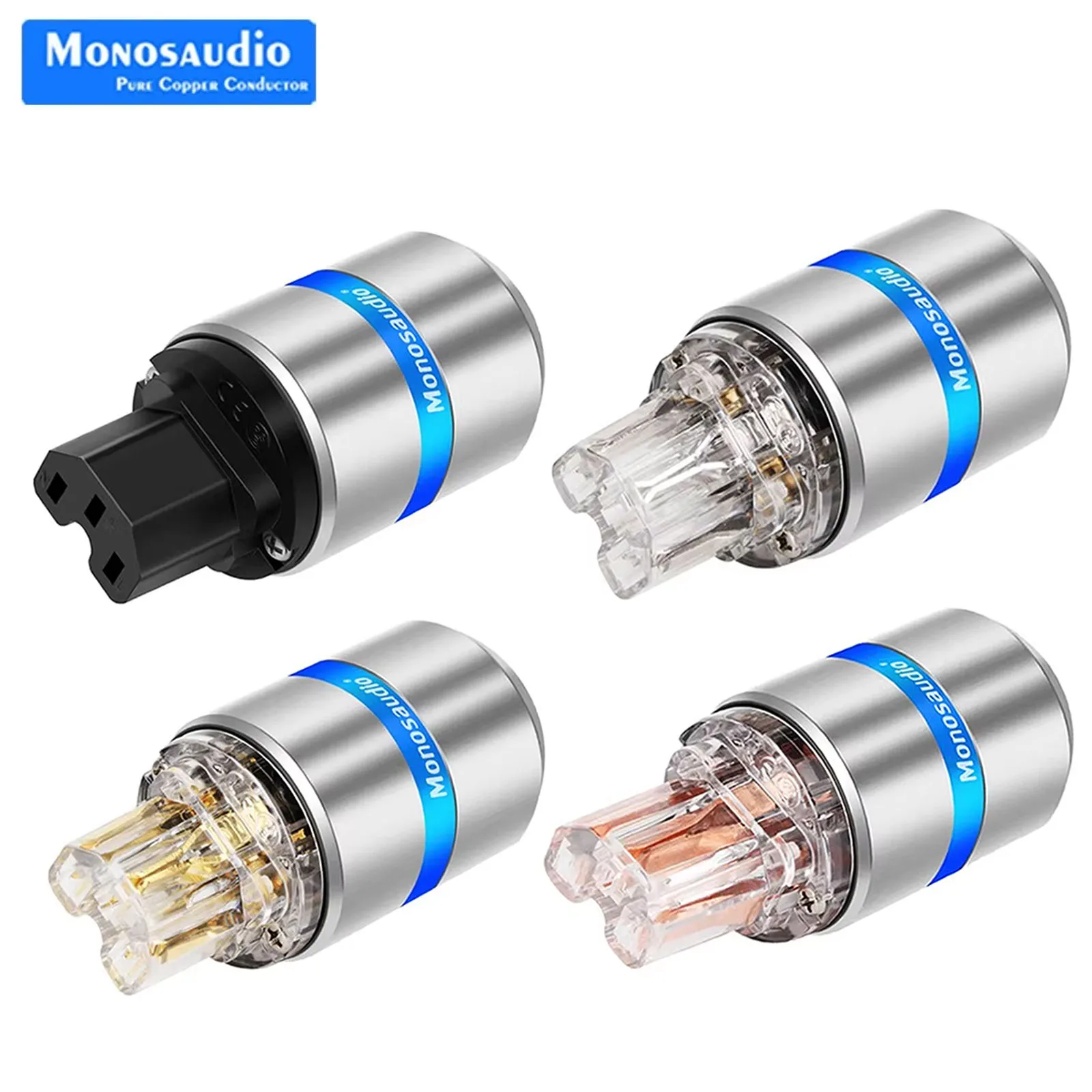 Monosaudio Pure Copper Mains IEC Power Electric C15 Power Cable Cord Connector For HIFI Audio DIY AC 250V 10A 125V