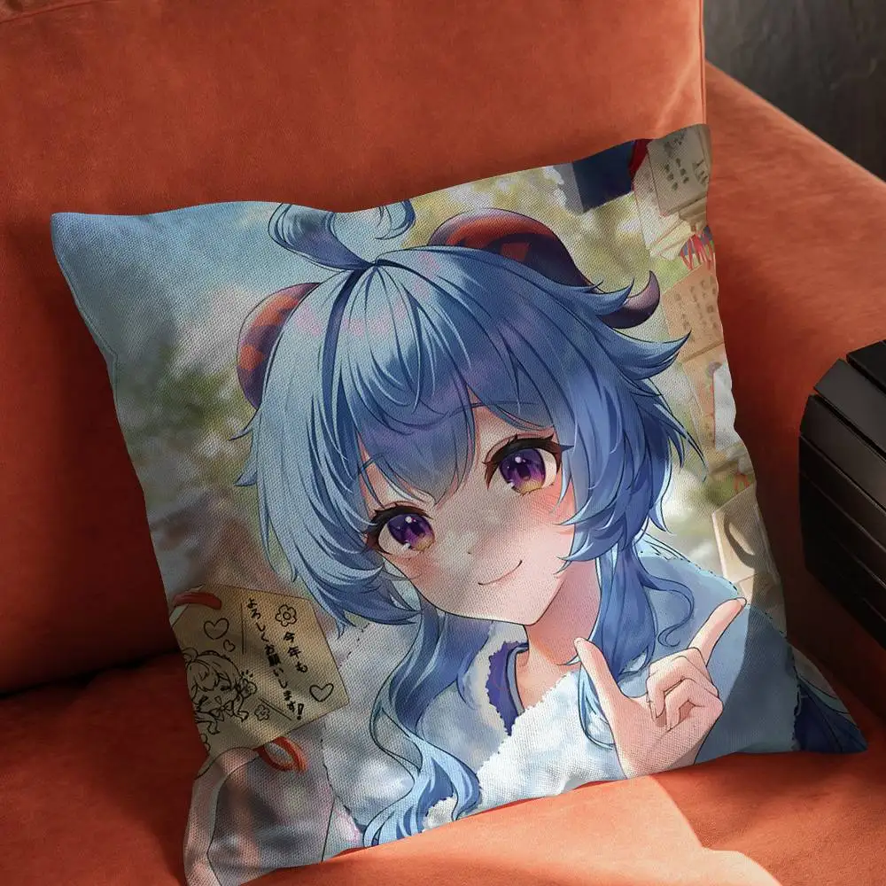 Ganyu Genshin تأثير كيس وسادة لوسائد السيارة 60x60 وسائد فاخرة مزدوجة الوجهين غطاء المنزل والديكور أريكة 30x30