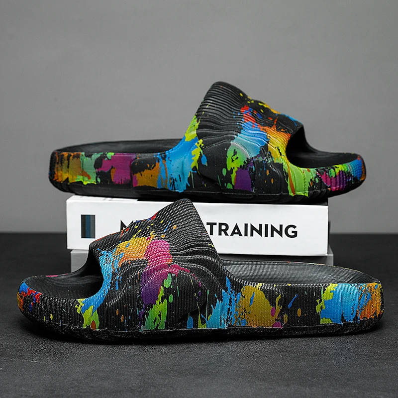 Men Shoes Home Slippers Beach Outdoor EVA Non-Slip Slides Unisex Fashion Flats Flip Flops Casual Sandals House Bathroom Slides