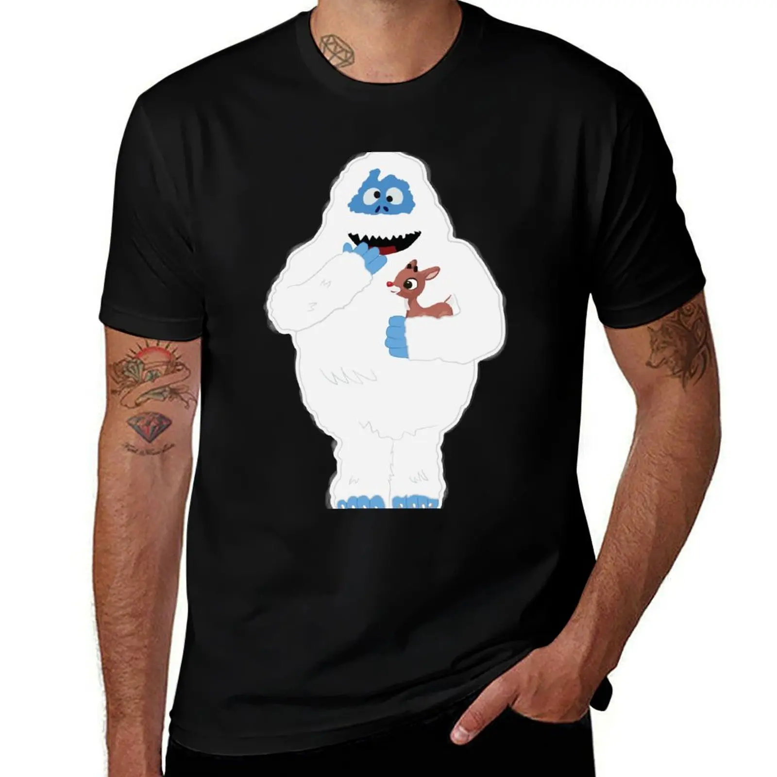 Classic Christmas Abominable Snowman with Rudolph ? GraphicLoveShop T-Shirt oversized clothes T-shirt men