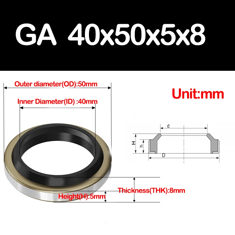 GA Type,Outer Iron Shell Dust Ring,Iron Shell Oil Seal,For Oil Cylinder and Air Cylinder,16x24x5x8,40x50x5x8,20x28x3.5x5