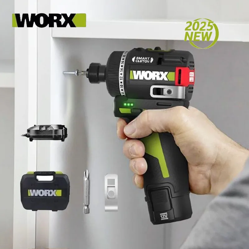 WORX WU139 Brushless Screwdriver Portable Cordless Drill 50N.m 1/4inch Electric Drill 12V Battery Mini Drill for Tight Spaces