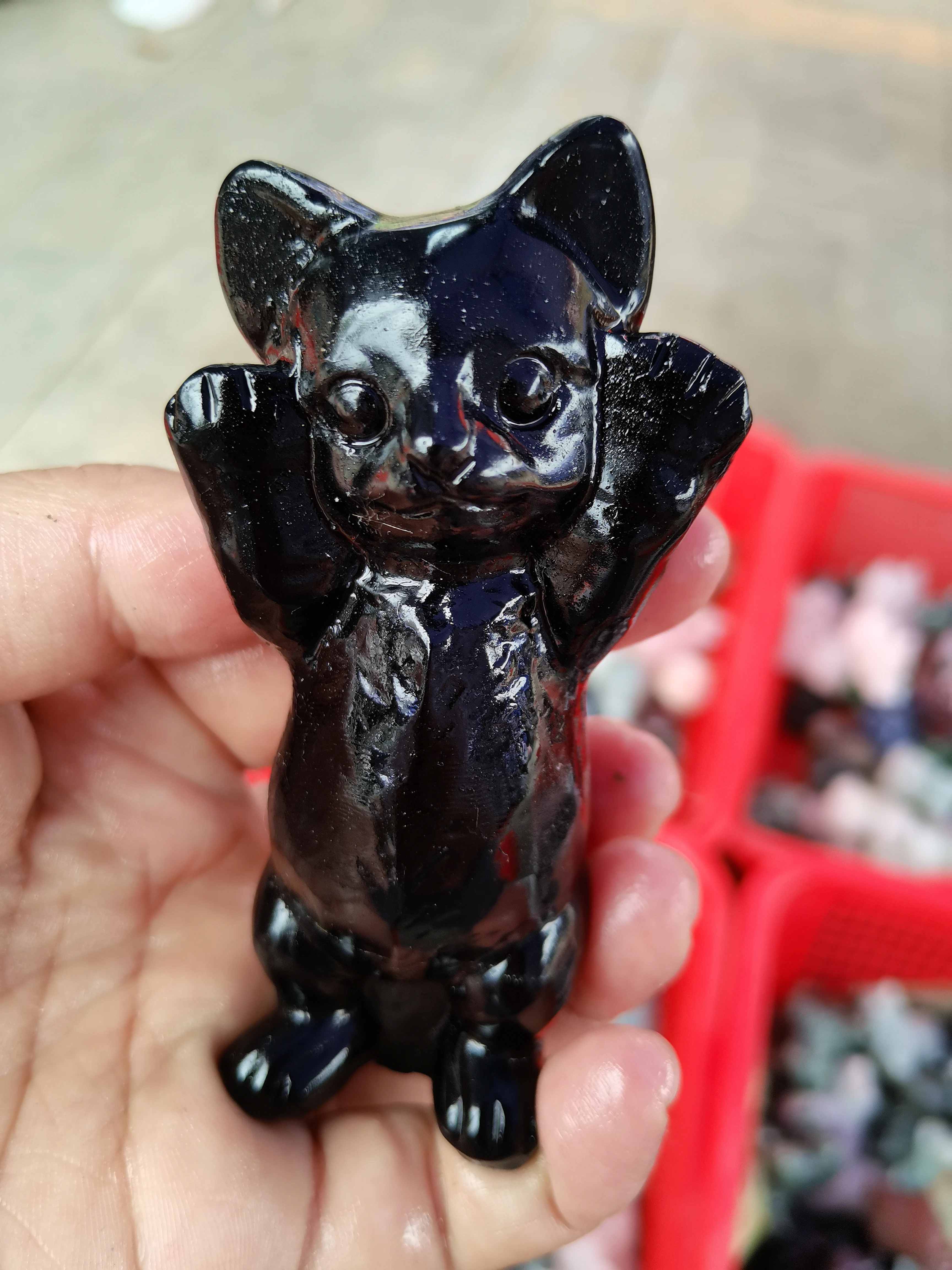 

Натуральный обсидиан, кошка, ручная резная фигурка животного, декор для рабочего стола, украшение для дома, подарки