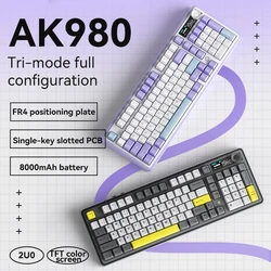 AJAZZ AK980 Mechanical Keyboard Multi-function Knob GASKET Structure Color Screen Wireless Gaming Keyboard PC Gamer Accessories