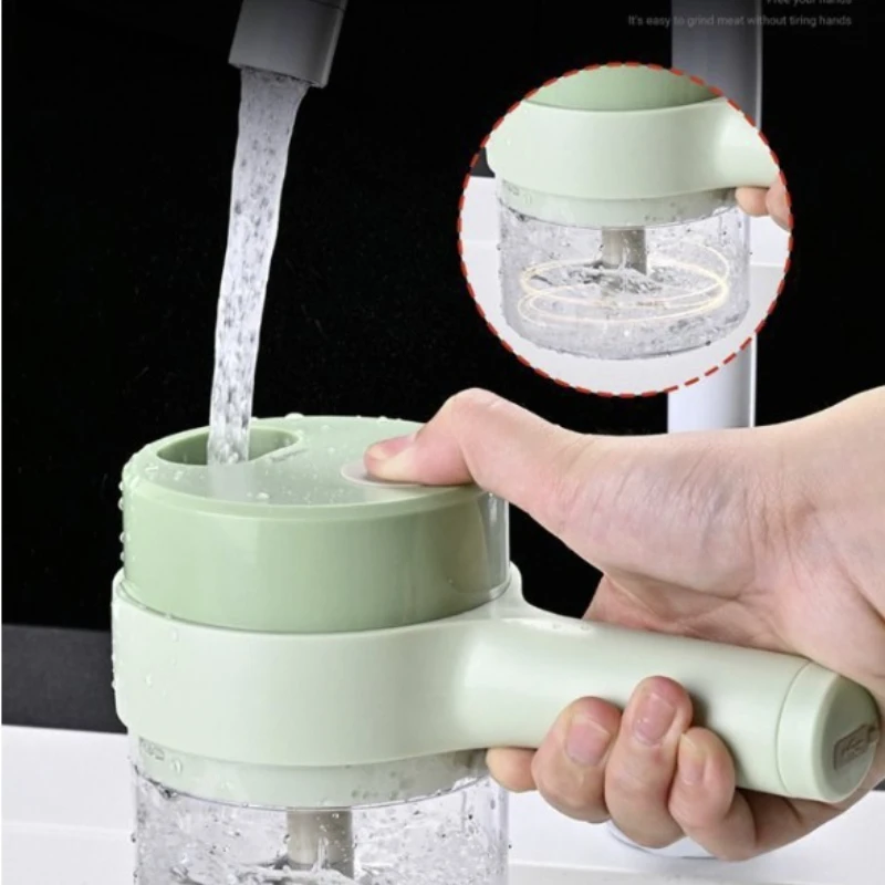4In1 Electric Vegetable Cutter Set Handheld Wireless Electric Garlic Masher Food Chopper Meat Grinder Machine Food Peel Slice
