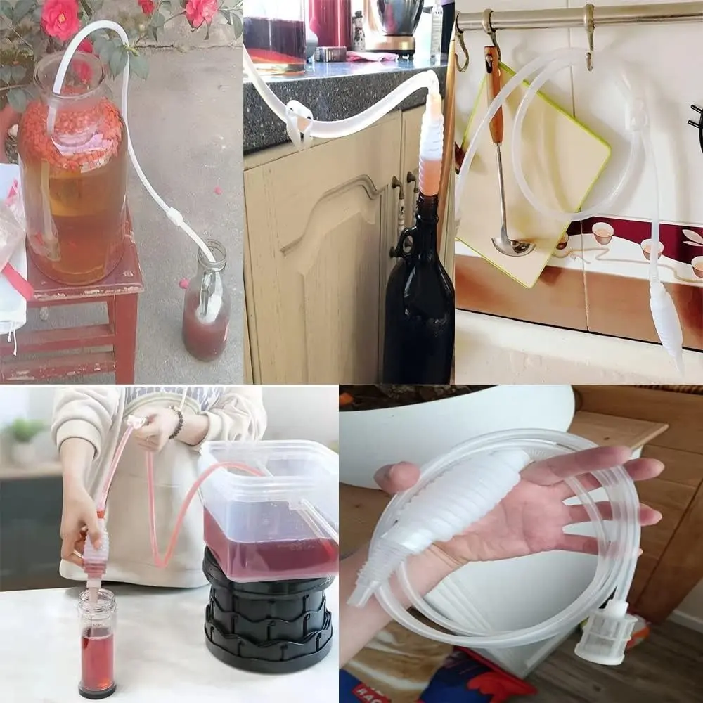 Nuevo Tubo Sifón de Plástico de Grado Alimenticio para Vino, 1.6/2/2.5 Metros, Bomba Sifón Reutilizable para Cerveza, Herramienta Transparente para la Elaboración de Vino y Cerveza