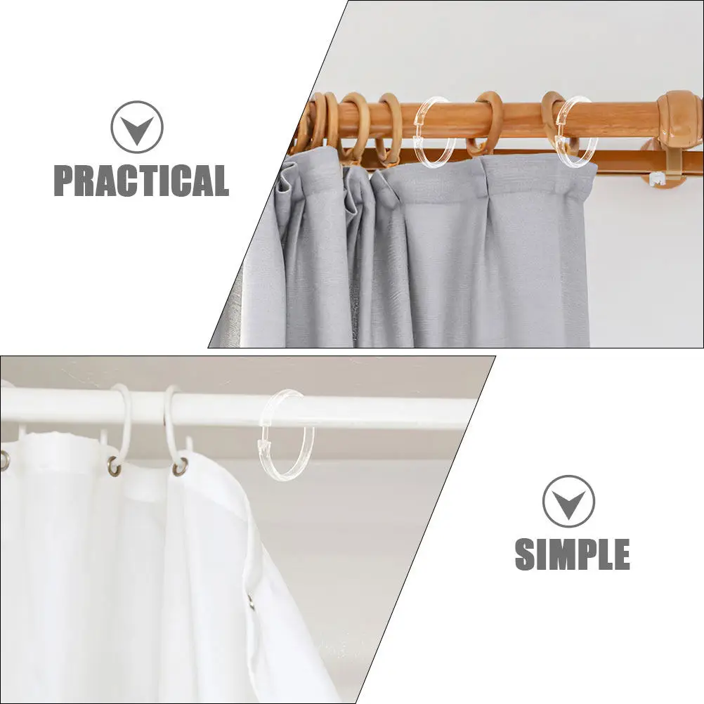 10Pcs Clear Shower Rings Circular Acrylic Hooks for Bathroom Curtain Drapery Accessories Shower Rings Curtain Ring