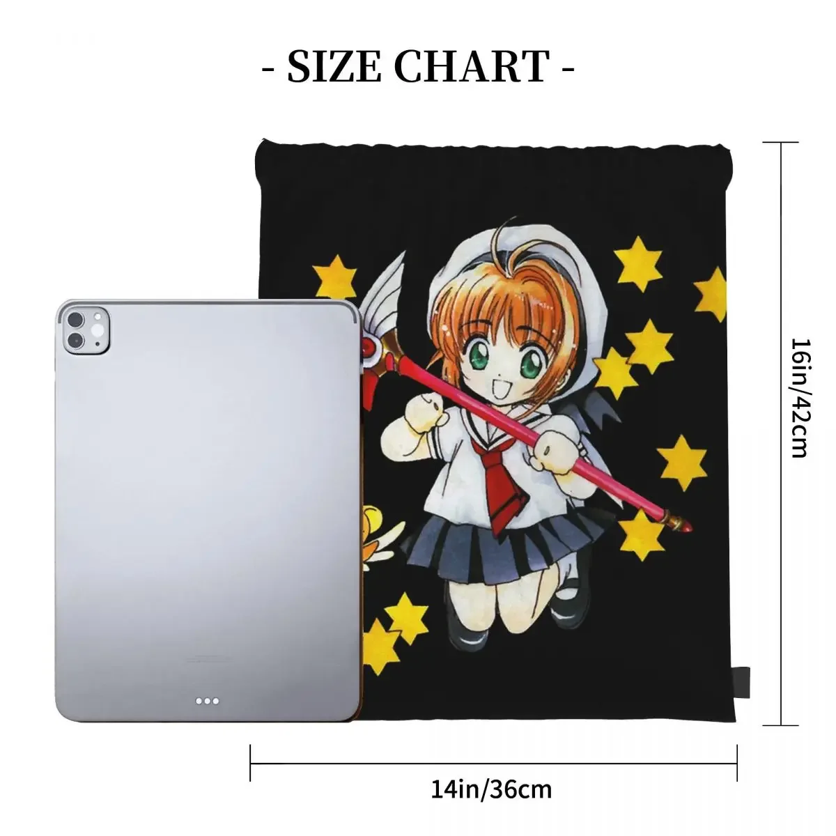 Cardcaptor Sakura Kero Chan Clow Card Magic Girl Anime Backpacks Drawstring Bags Drawstring Bundle Pocket Sports Bag BookBag