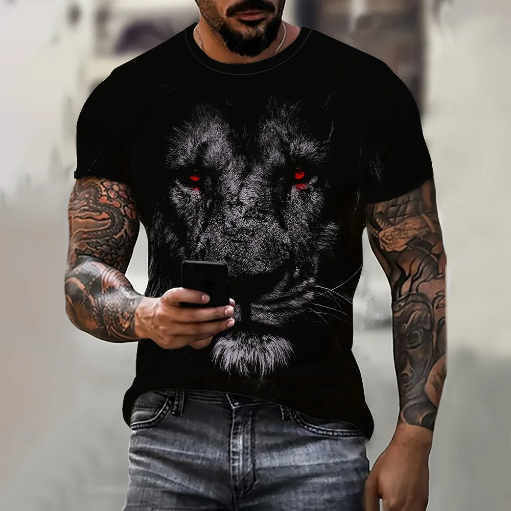 Personalised Animal 3D Printed T-Shirt 2024 New Summer Men's Clothing Trendy Streetwear Loose Crew Neck Short Sleeve T-Shirts