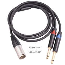 Dwa kabel splittera męskie 1/4 cala do XLR Y, 3Pin męskie XLR do podwójnego 6.35mm TS wtyczka Mono mikrofon przewodowy Adapter konwerter Audio