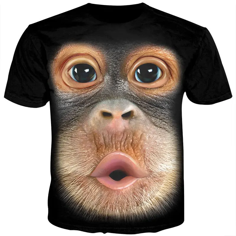 2023 New Fashion Men 3d T Shirt Funny Printed Chest Hair Muscle Short Sleeve Summer Men\'s Tshirts Funny Monkey Face T-shirt Brea