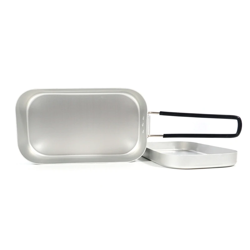 Aluminium Lunchbox Foldable Handles Lunch Box Portable Bento Box Lightweight Container Camping Cooking Box