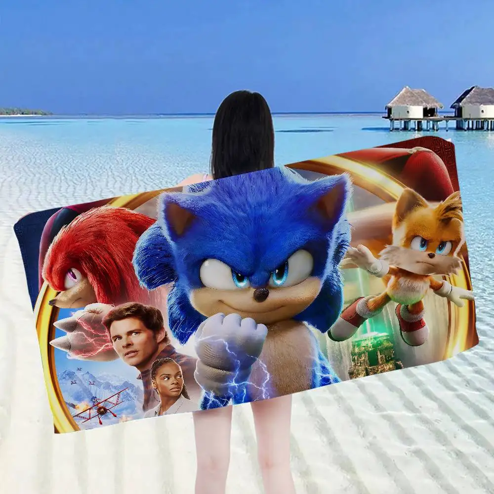 Game Sonic Anime Hedgehog Movie Beach Towel Colorful Bath Towels For Girl Microfiber Quick Dry Sand Free Beach Spa Gym Pool
