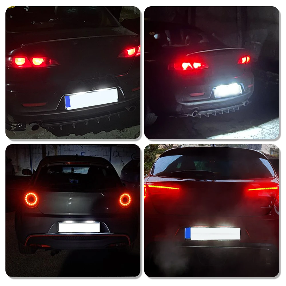 For Alfa Romeo156 159 147 166 Giulietta MiTo LED License Plate Light 2PCS For Fiat Bravo Grande Punto Evo 500L Number Lamp