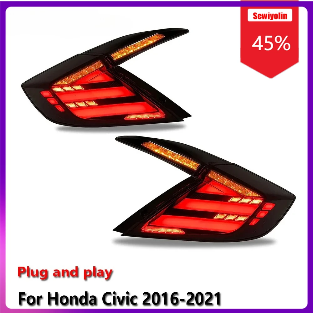 

Sewiyolin автомобильные светодиодные фонари задний фонарь в сборе для HONDA Civic 2016-2021 авто противотуманные DRL тормозной указатель поворота