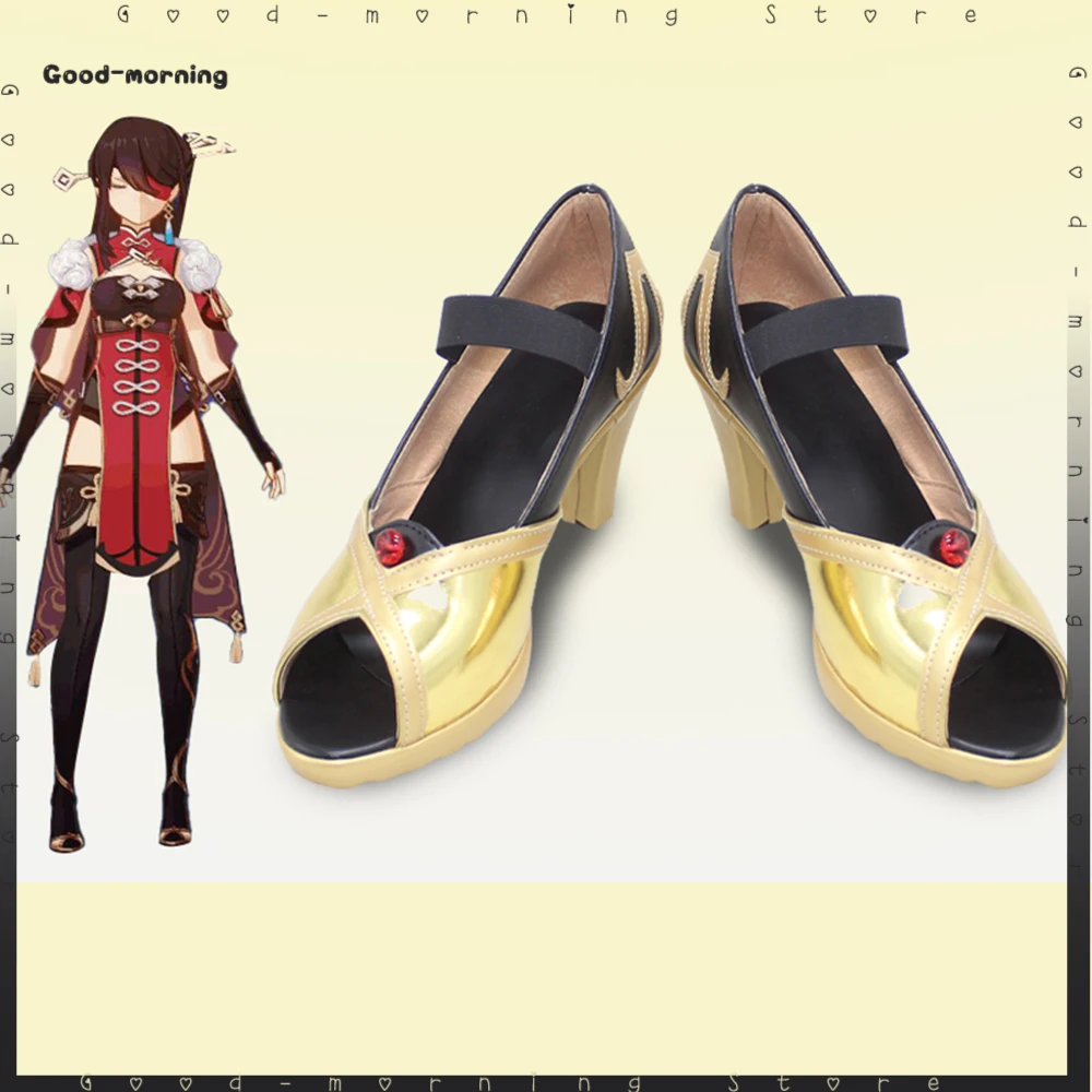 

Game Genshin Impact Beidou Cosplay black PU Shoes Beidou Cosplay Halloween Party Role Play Any Size Shoes customize