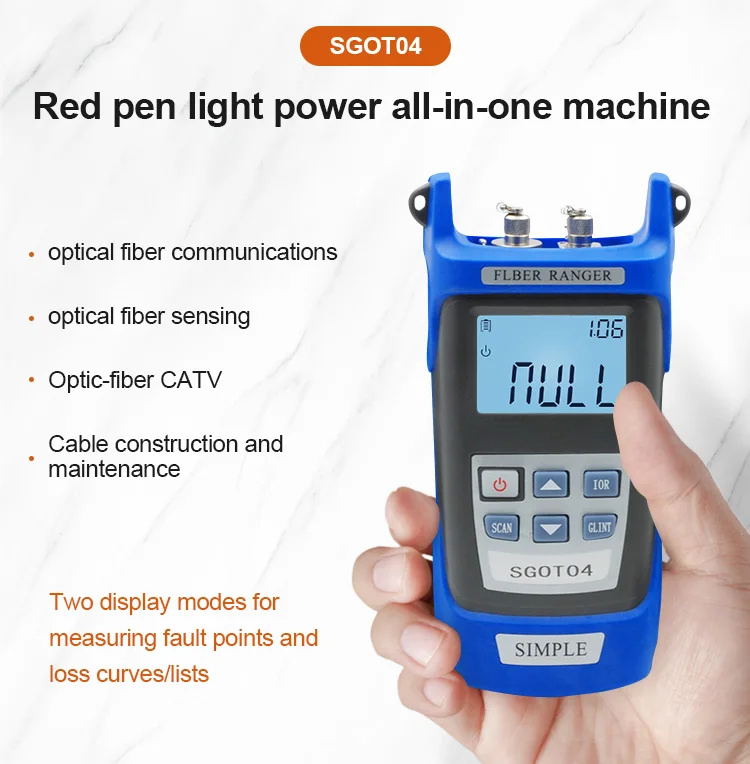 Detector de fallas de punto de interrupción de fibra óptica portátil de alta calidad de 60 KM Sgot04 OTDR