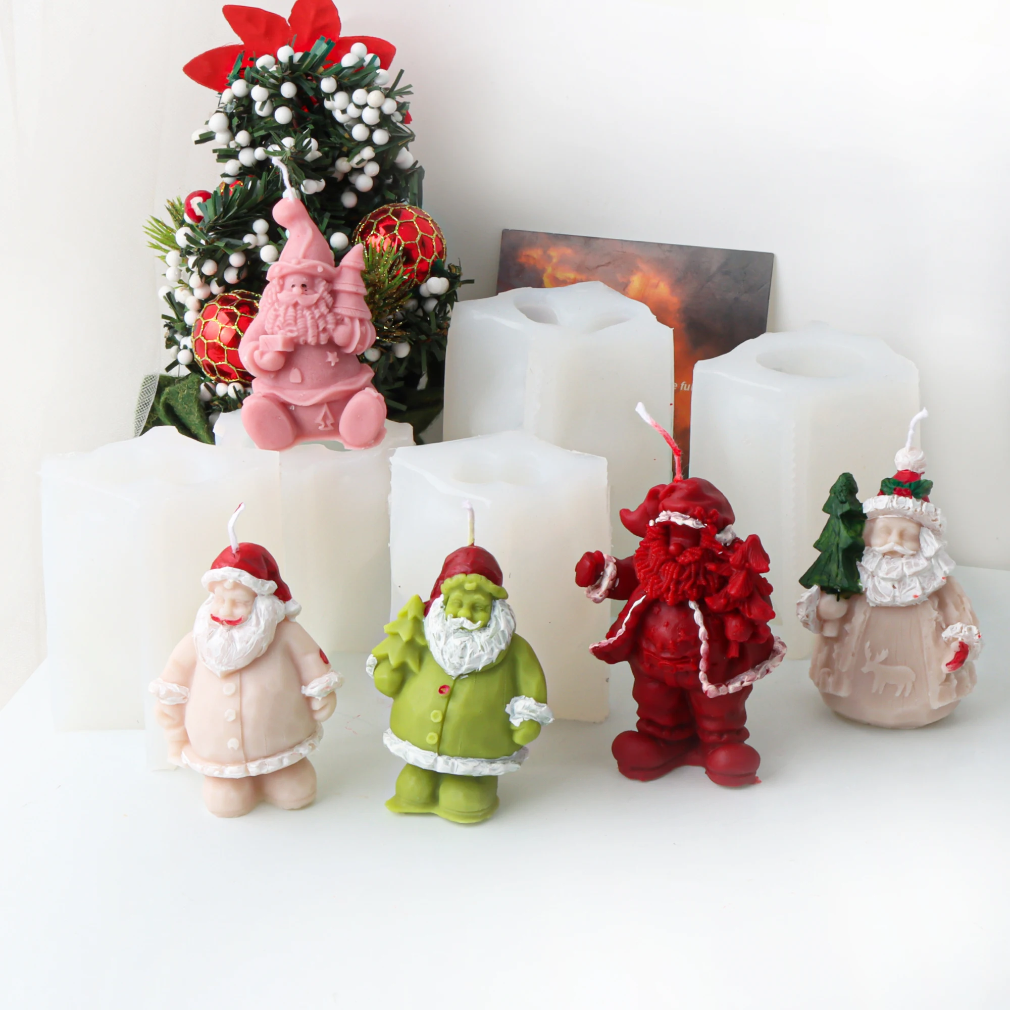 DIY Samta Series Silicone Candle Molds 3D Santa Claus Perfect for Gypsum Resin Epoxy Clay Castying Making Tools Christmas Decor