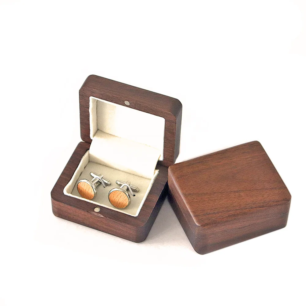 Black Walnut Cufflink Packaging Gift Box Cufflink Storage Empty Box