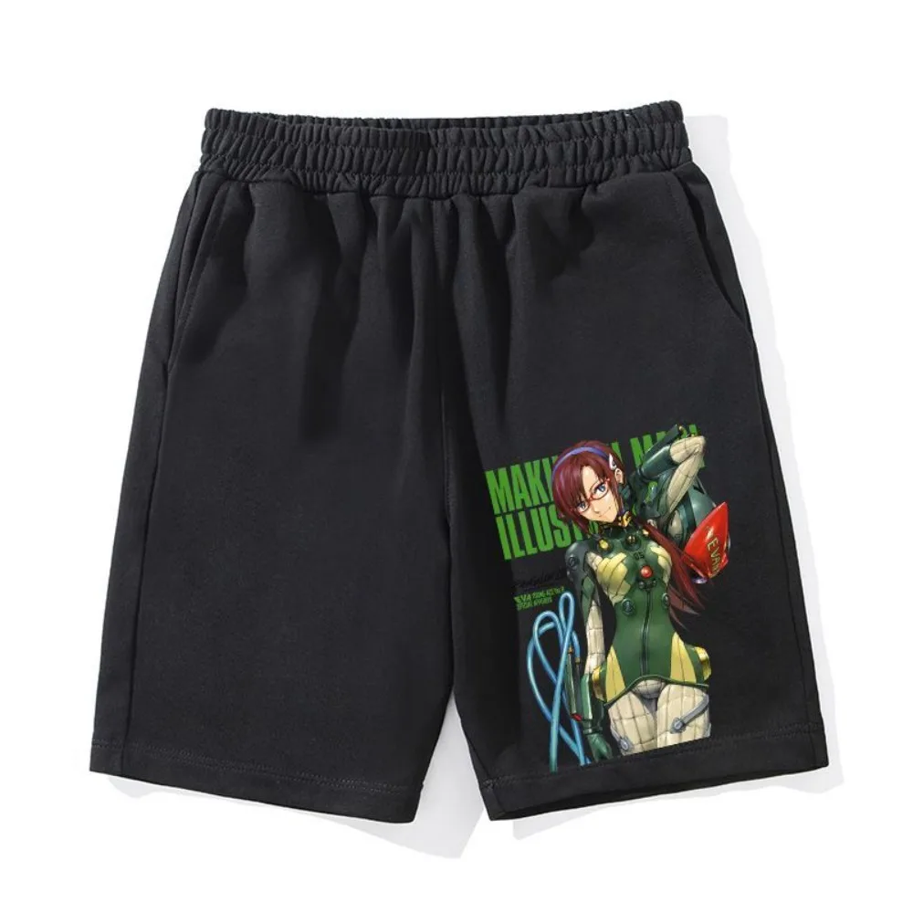 メンズ新エヴァンゲリオンアニメプリントショーツ男性女性カジュアルスポーツ速乾性フィフスパンツ綿通気性ジムショーツ