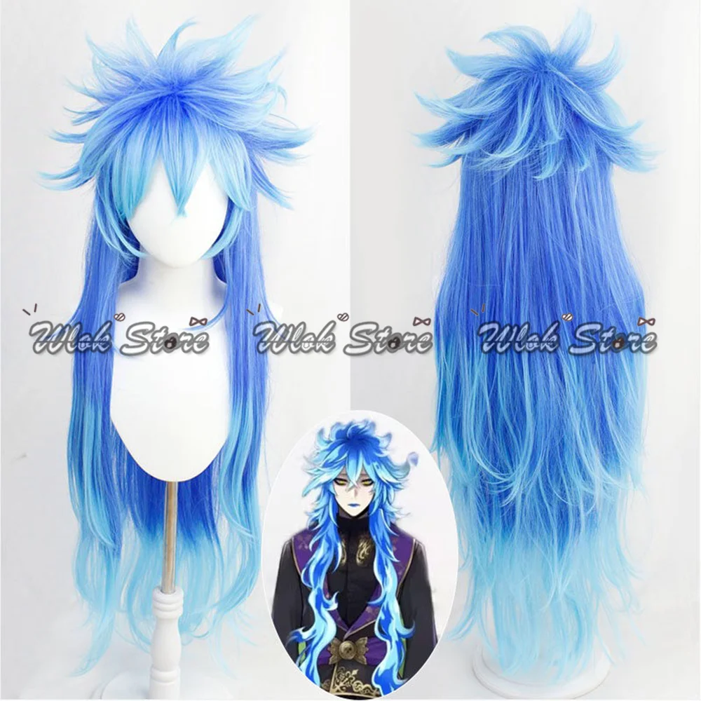 Anime Game Twisted Wonderland Idia shroud Cosplay Wig 120cm Long Gradient Blue Hair Men Women Halloween Party Roleplay Accessory