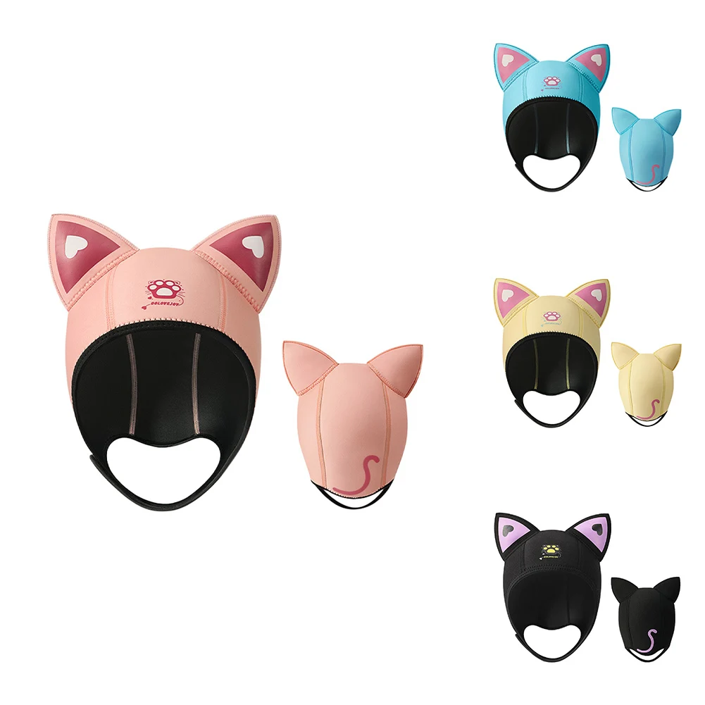 

Капюшон для дайвинга с кошачьими ушками, неопреновый капюшон для дайвинга 3 мм, водонепроницаемая шапка, капюшон для Гидрокостюма, Шапки для плавания с ремнями для подбородка для подводного плавания