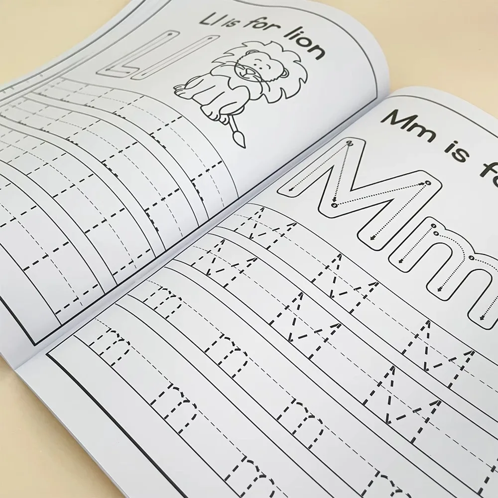 تعلم اللغة الإنجليزية لمرحلة ما قبل المدرسة مونتيسوري مقاس A4 حروف تتبع A-Z مصنف الكتابة والتلوين الحقيبة الصغيرة