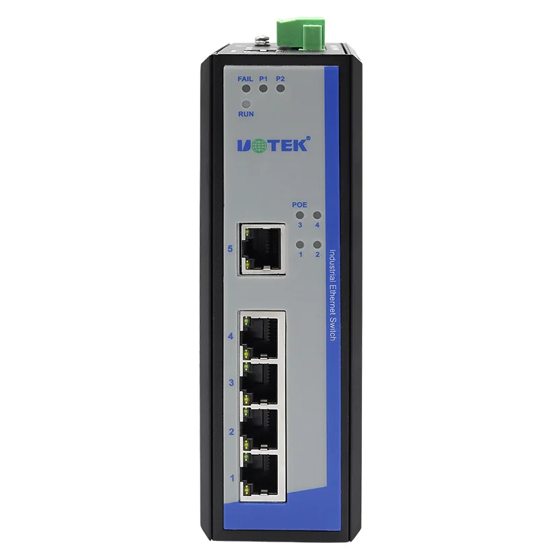 UOTEK 5 Ports 10/100M RJ45 2 Layer Managed Ethernet POE Switch DIN-Rail Support IEEE802.3 at/af Standard UT-6405M-POE