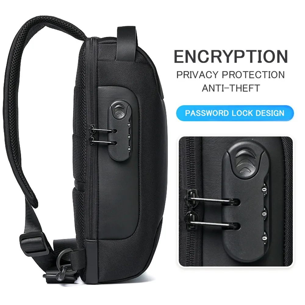 ชาย USB กันน้ำ Oxford Crossbody กระเป๋า Anti-Theft ไหล่กระเป๋ากระเป๋าเดินทางสั้น Messenger Pack สำหรับชาย