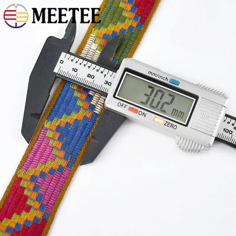 8Meters Meetee 3cm geometry Ethnic Polyester Cotton Jacquard Ribbon Webbing Strap DIY Clothing Bags Decor Sewing Accessories