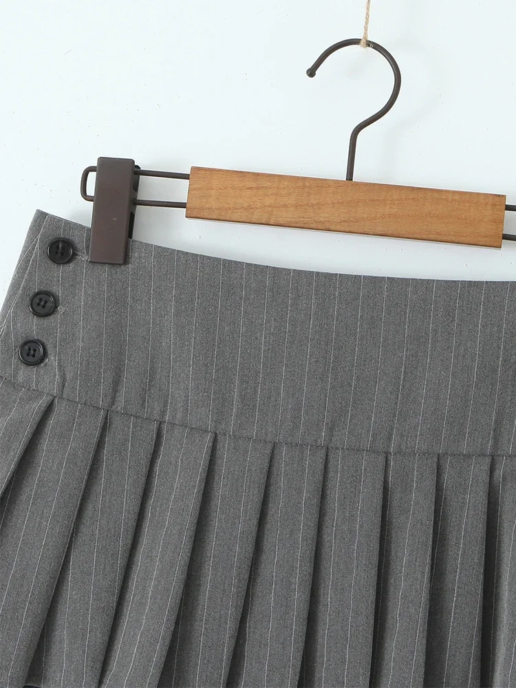 sex doll irelia Chu Sau beauty Women New Fashion Preppy Style Striped Printed Mini Skirt  Sexy Low Waist Chic Pleated Super Short Skirts