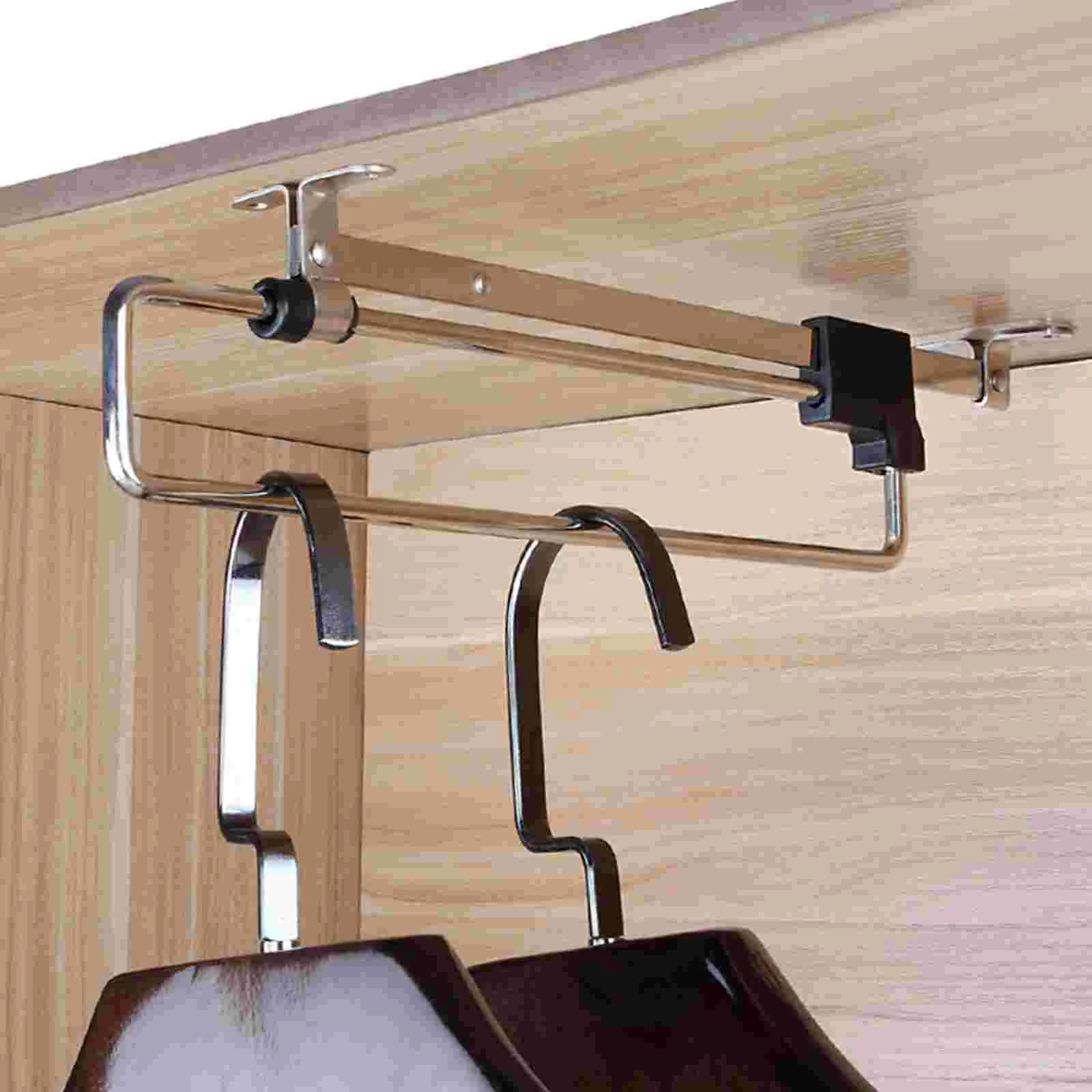 Retractable Closet Wardrobe Rail Clothing Hangers Hanger Towel Clothing Hangerss Rod Space Saving Pants Tie Storage Shelf