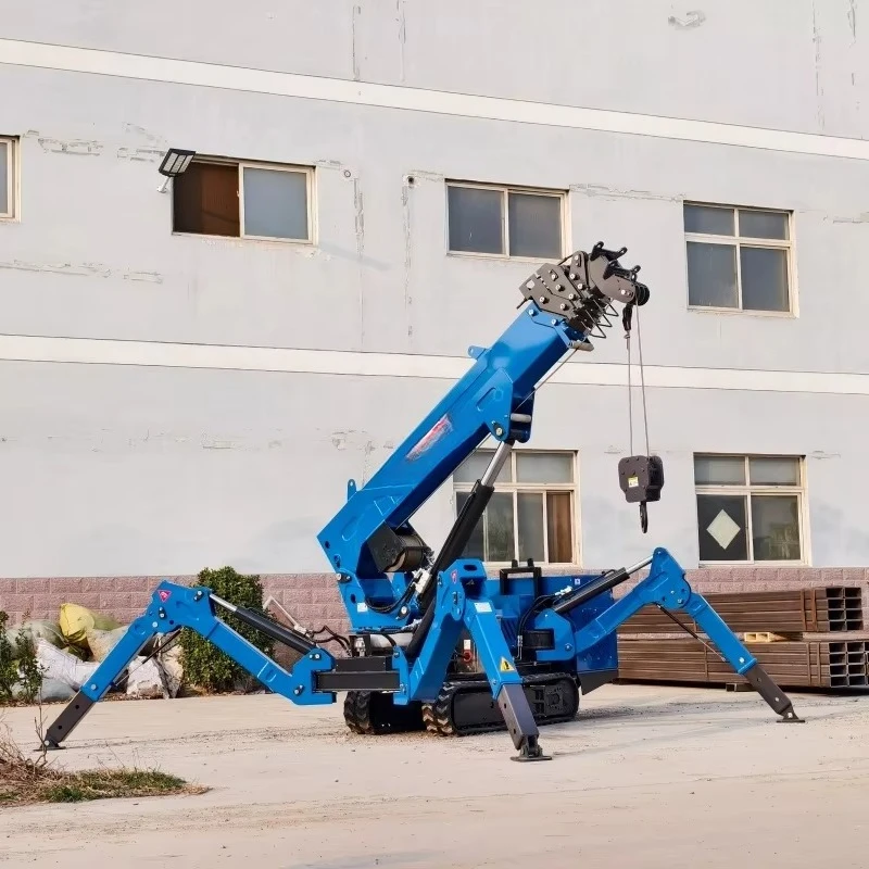 Small Crawler Crane 6 Ton Spider Type Wireless Remote Control Telescopic Boom 360 Rotation Electric/Diesel Powered