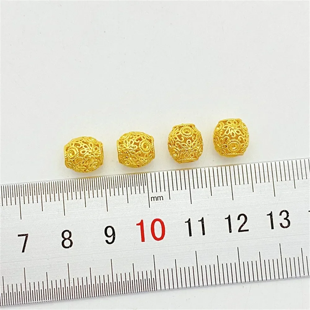 الرمال الذهب نمط جوفاء من خلال ثقب الخرز فضفاض الخرز اليدوية سوار ذاتي الصنع قلادة مجوهرات المواد الملحقات #2