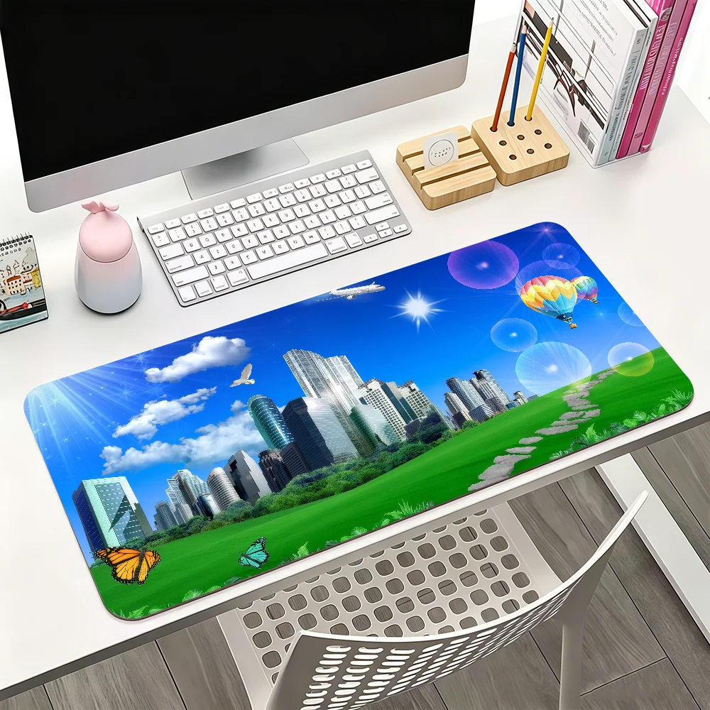 Frutiger Aero Green Mouse Pad For Office Gaming And Keyboards Non-Slip Large Waterproof