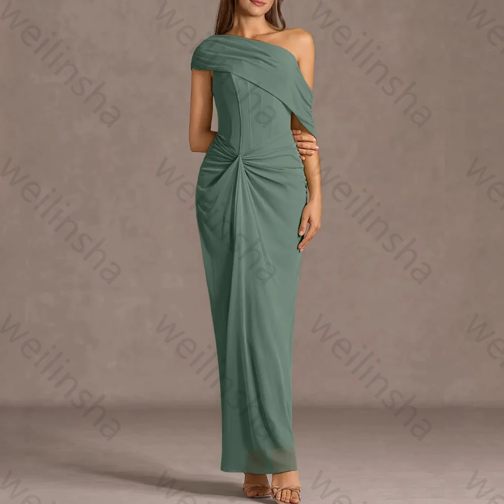 섹시한 원숄더 이브닝 드레스 우아한 플리츠 셀러브리티 롱 드레스 정교한 고품질 프로모션 파티 가운 여성 맞춤형
