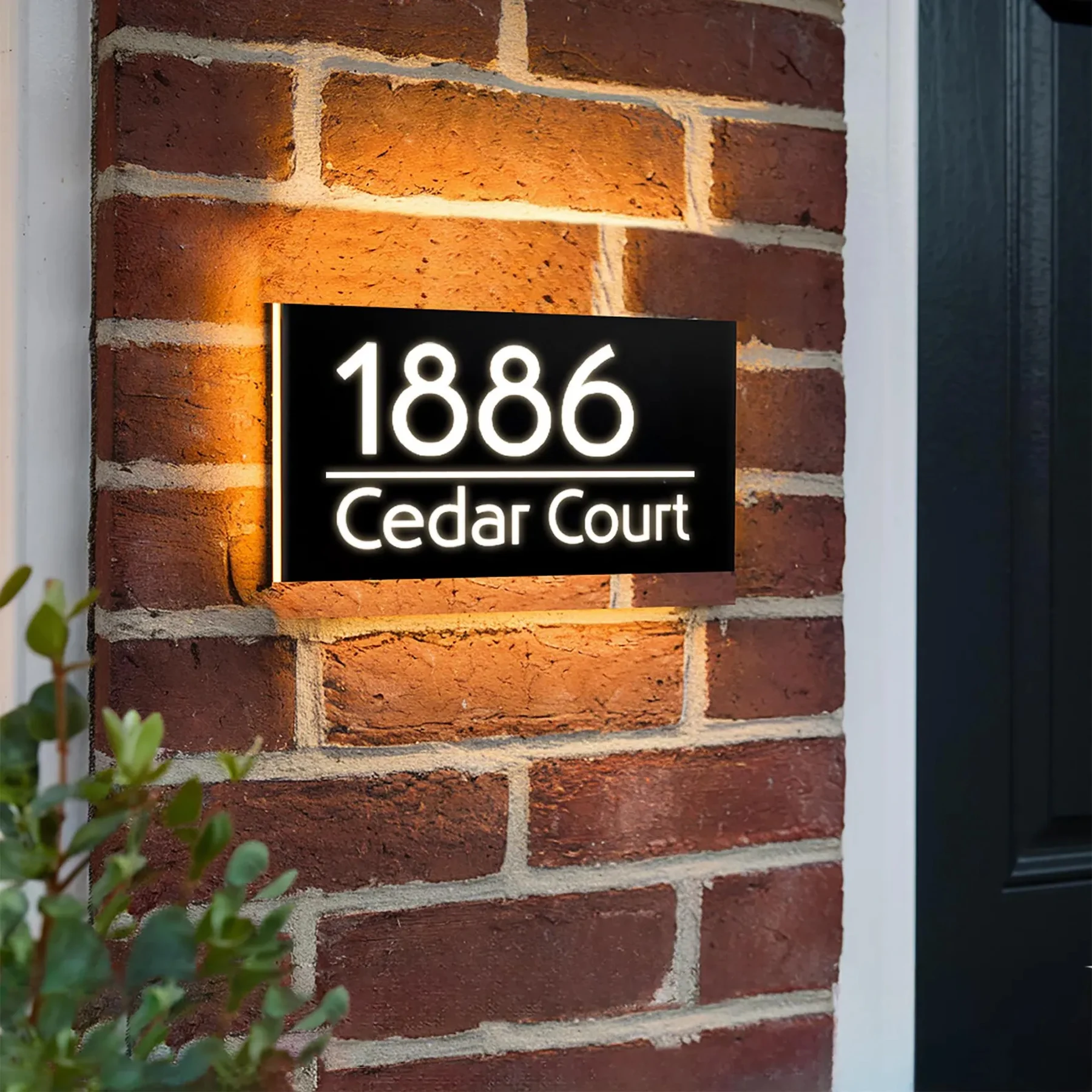 Custom LED Backlit House Number Sign Modern Illuminated Address Plaque Personalized Metal House Sign Lighted Address Plaque