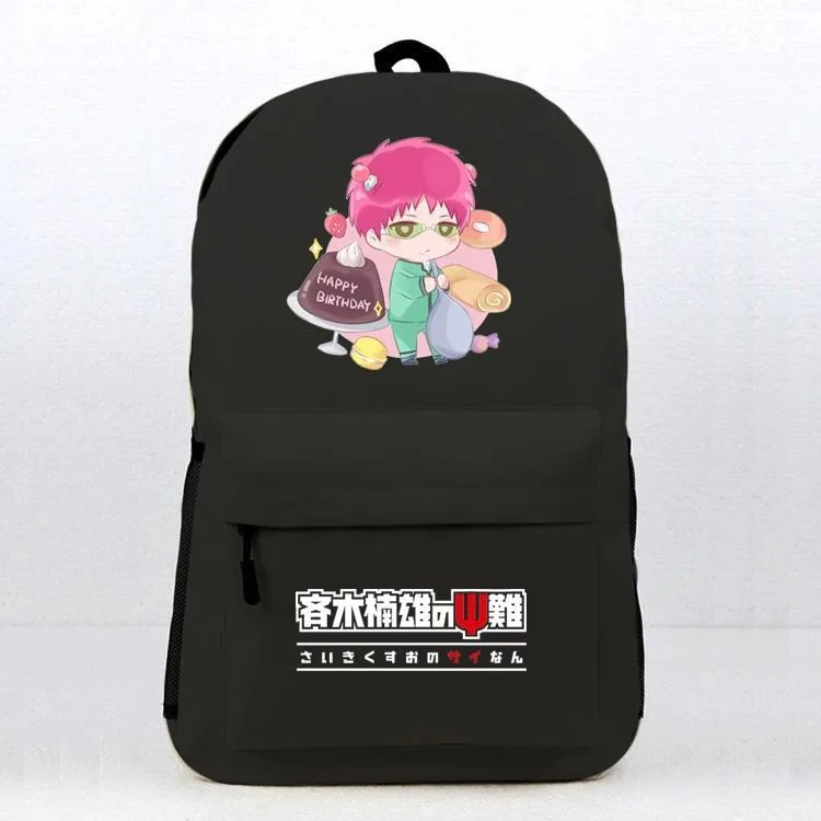 45x32x12, Schwarz Weiß, Das katastrophale Leben von Saiki K, Saiki Kusuo No Psi Sai Nan, Kinderschultaschen, Anime-Rucksäcke Mädchen Jungen