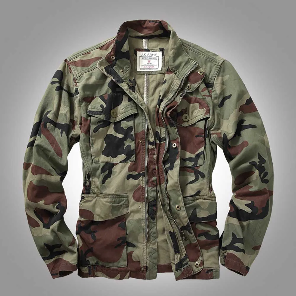 

Trendy Camouflage Tactical Cotton Jacket Men Casual Loose Baggy Density Fabric Coat Pockets Outdoor Streetwear Clothing