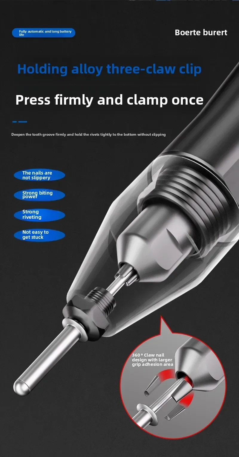 110V/220V ไร้สายไฟฟ้า Rivet Gun แบตเตอรี่ลิเธียมขับเคลื่อนอัตโนมัติขนาดเล็ก Nut Riveter ACC