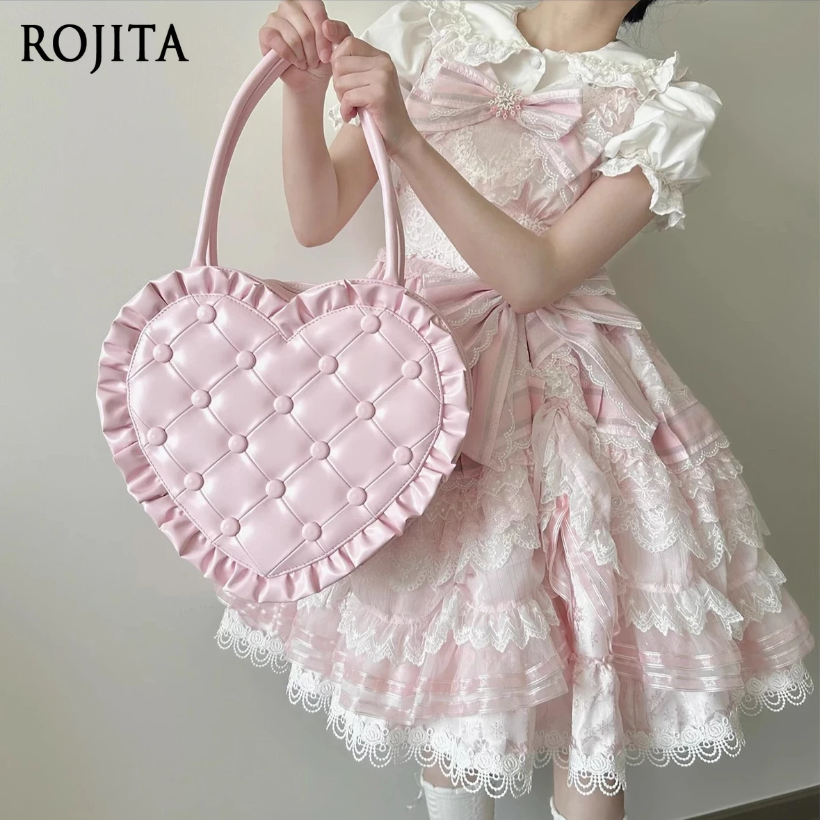 

Lolita Heart Bag Vintage Bag Lace Handbag Shoulder Bag for Women Simple Backpack Sweet Girl Big Pink Bags 2025 New